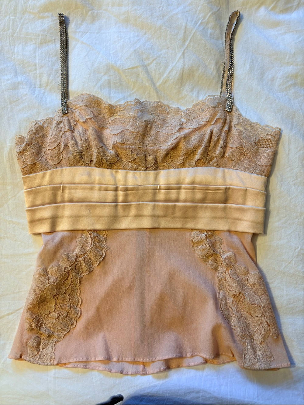 Dolce & Gabbana Blush Lace Camisole with Embellished Straps